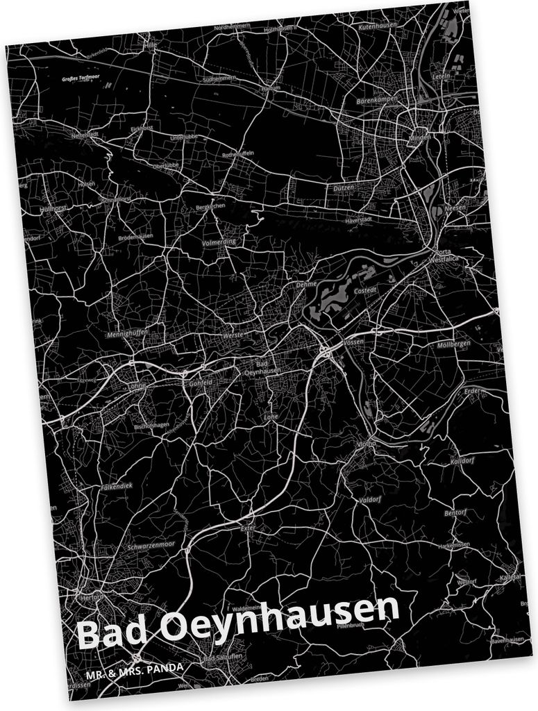 Mr. & Mrs. Panda Postkarte Bad Oeynhausen - Geschenk, spruchkarte, Ansichtskarte, Stadt, bildkarte, Dorf Karte Landkarte Map Stadtplan, Grußkarte,...