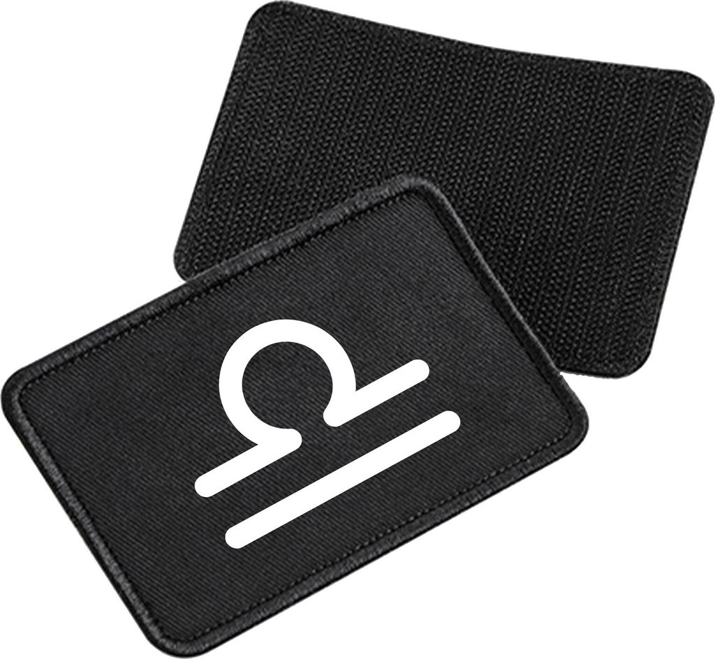 Huuraa Patch Waage Sternzeichen Zeichen Black 10 x 6,5cm Baumwolle Klettpatch für Mütze Geschenkidee