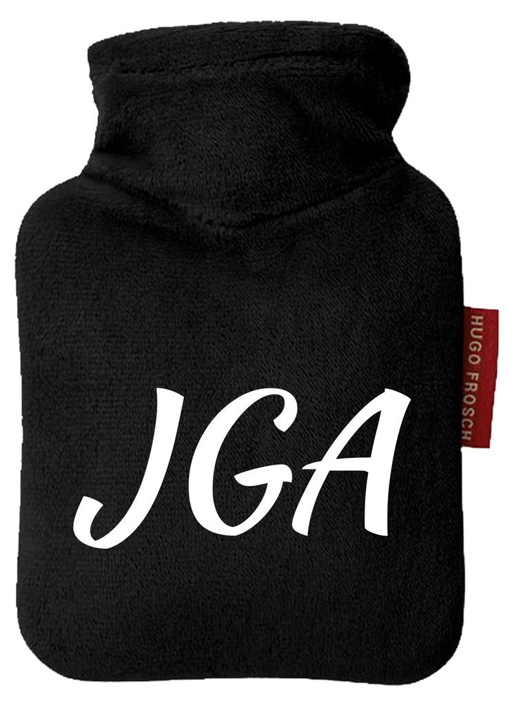 Huuraa Mini-Wärmflasche JGA Junggesellenabschied 0,2 Liter Black Mini Veloursbezug Taschenwärmer Geschenkidee