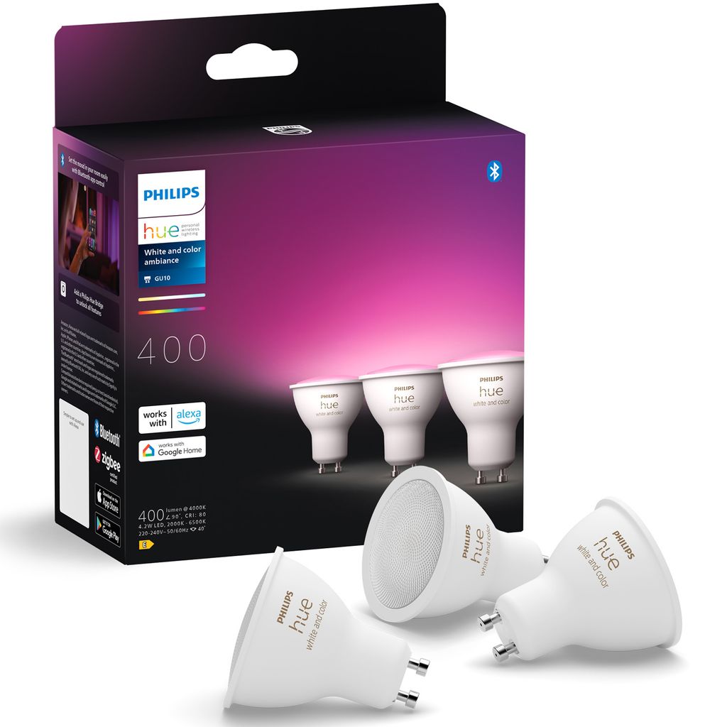 Philips Hue White and Color Ambiance 400 GU10 4.2W, Produktbild 