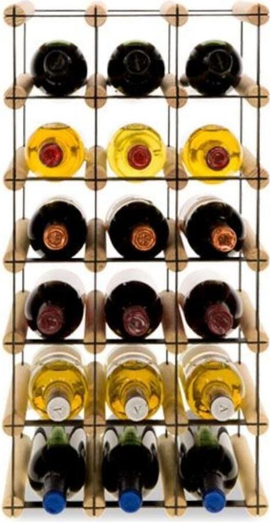 Modulares Weinregal VINOTECA MOD METAL | HxBxT 62,5x32,5x24,5cm | 3x6 Flaschen | Massives Kiefernholz | Natur