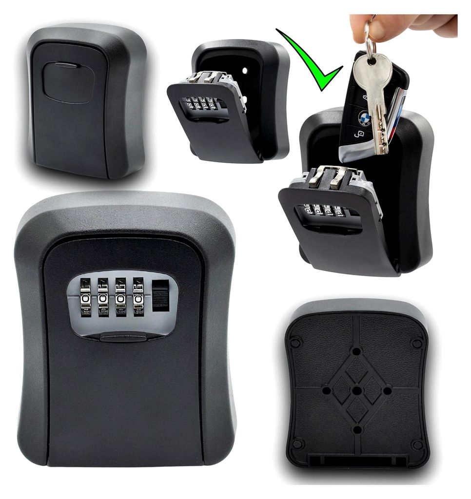 BOXILOCK Schlüsseltresor zur Wandmontage wetterfest - Schlüsselsafe mit 4-stelligem Zahlencode, Schlüsselbox aus Zinklegierung