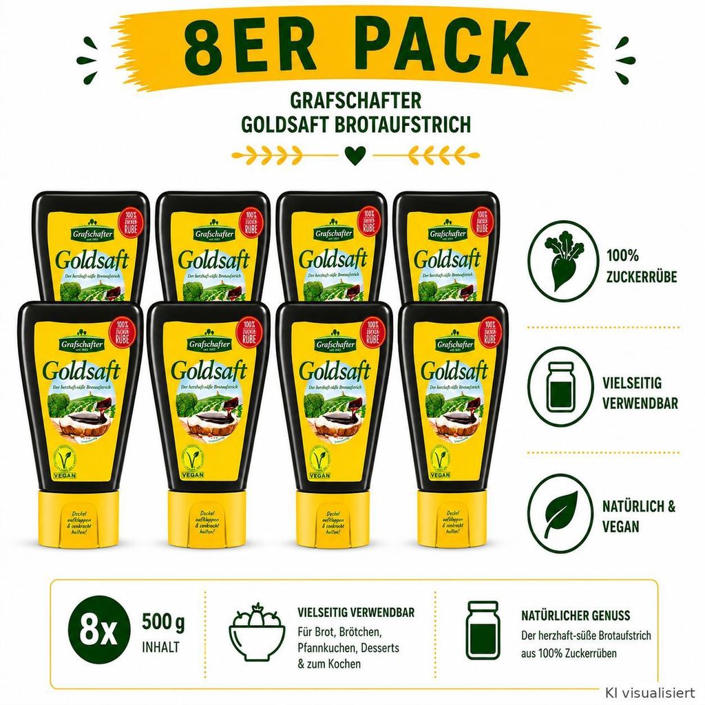 Grafschafter Goldsaft Brotaufstrich aus 100% Zuckerrübe 500g (8er Pack)