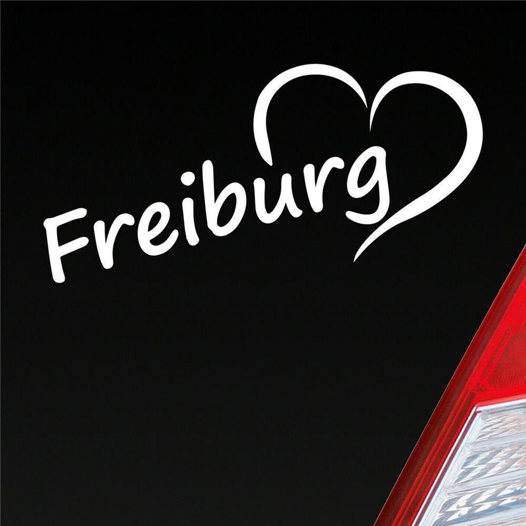 Auto Aufkleber Freiburg Herz Stadt City Liebe Love Heimat 18x8 cm Weiss Matt Sticker Heckscheibenaufkleber