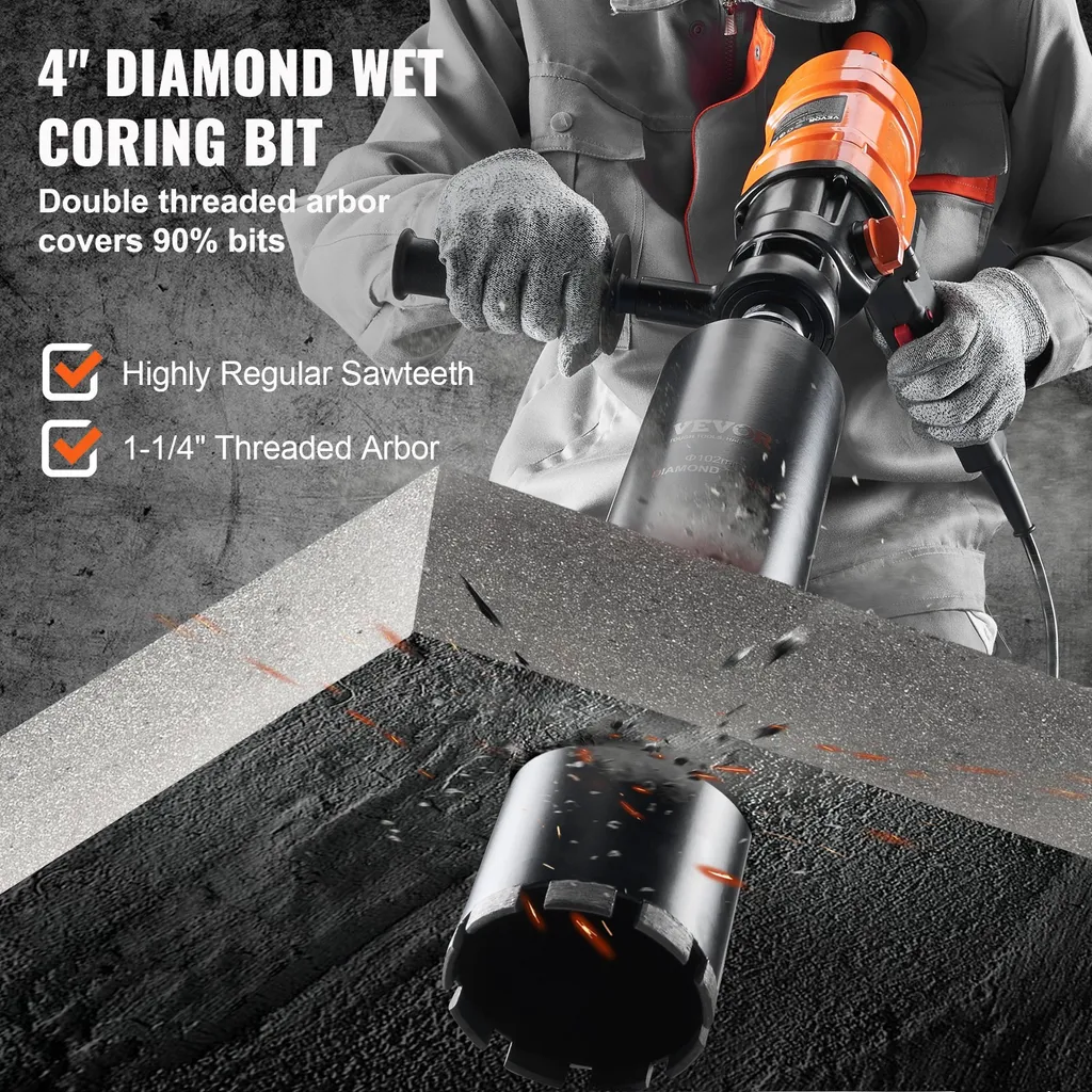 Perceuse Carotteuse Diamantée à Eau 102mm avec Support Aimanté - 4