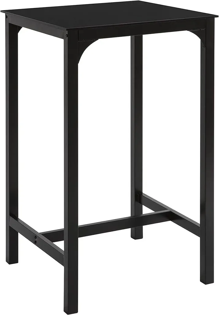Tavolo Bar SoBuy 60x60x100cm Nero - Piano Vetro e Acciaio Resistente