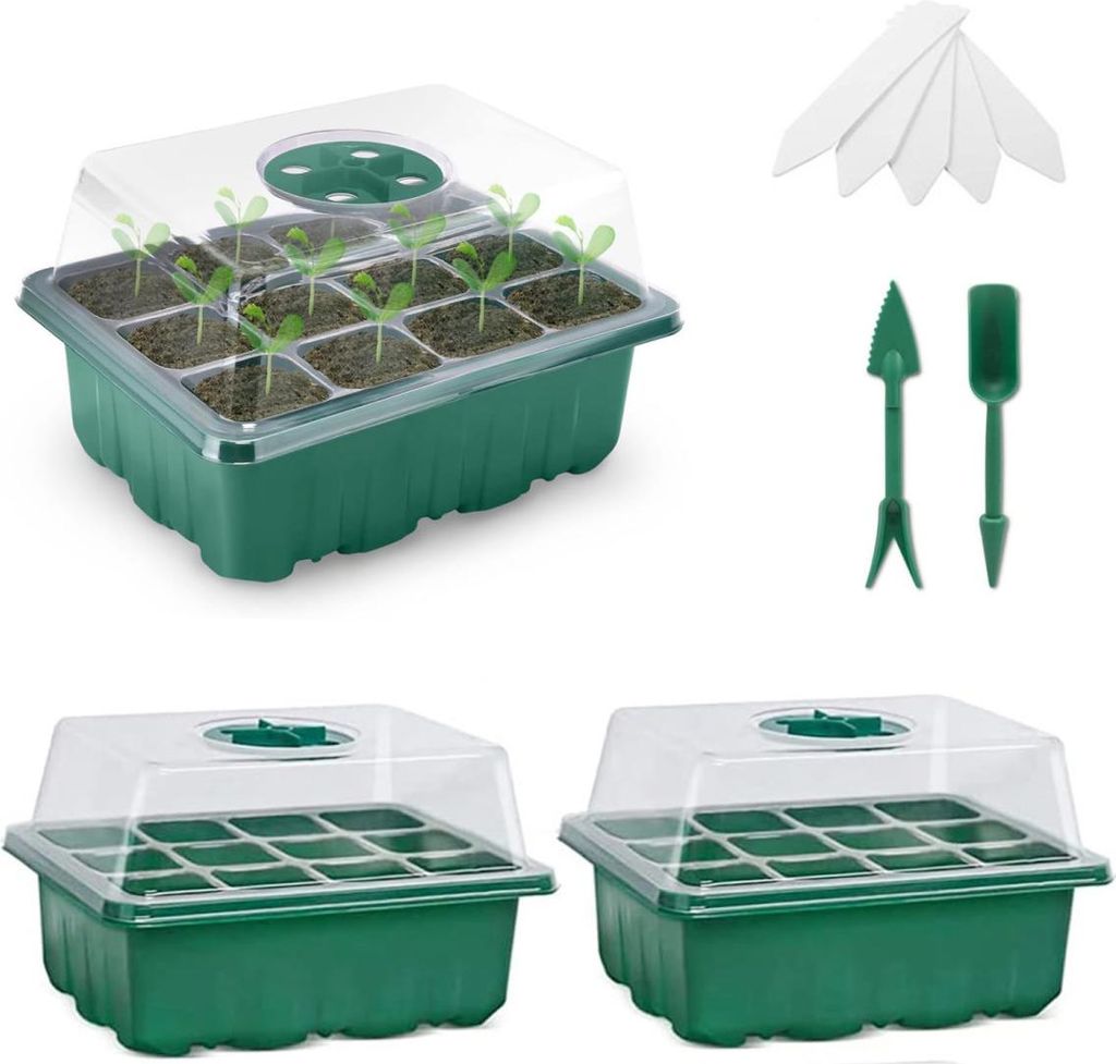 12-Loch-Sämlingskiste Blumentopf Aufbewahrungsbox Samensteckerplatte Keimbox Pflanzanbaubox