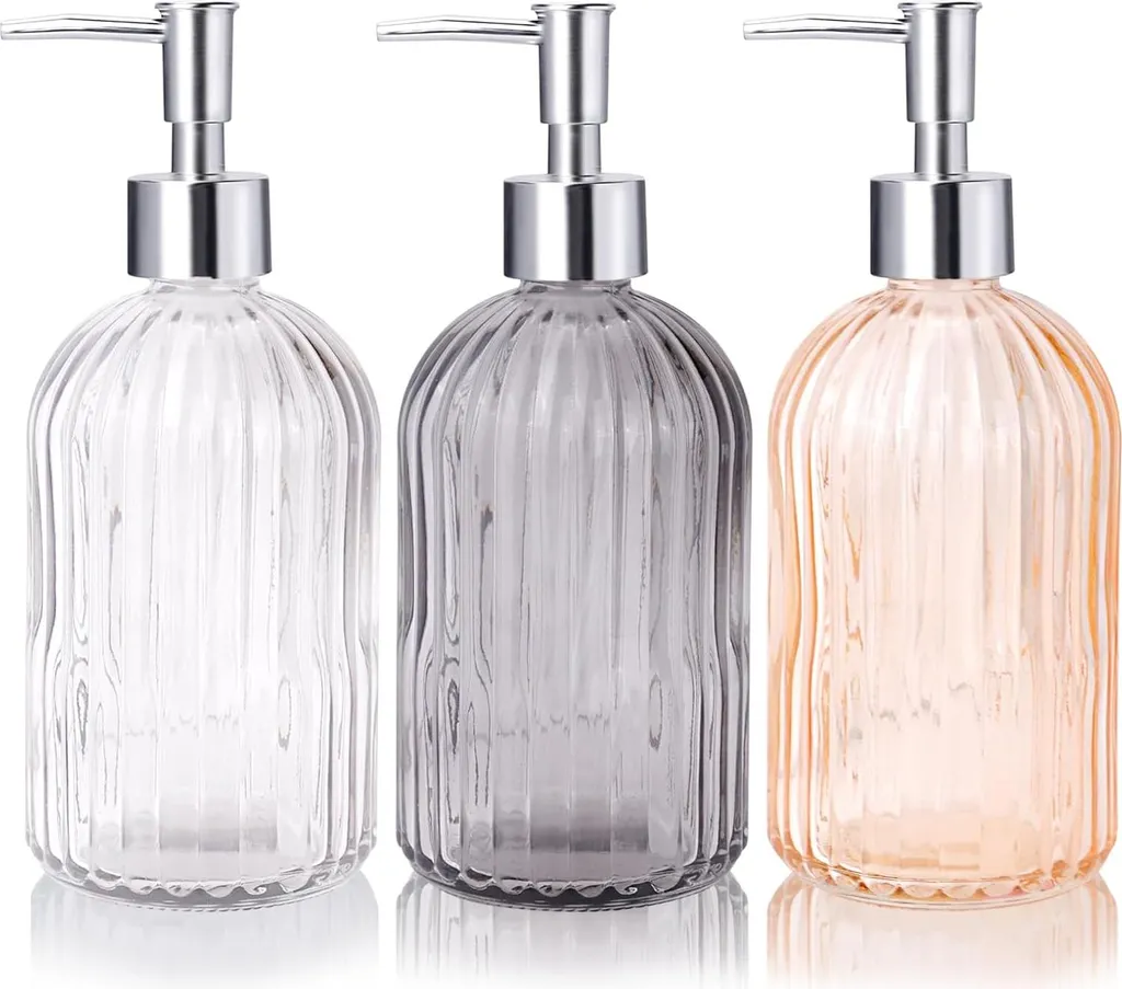 Distributeur de Savon pour Cuisine et Salle de Bain en Verre x3
