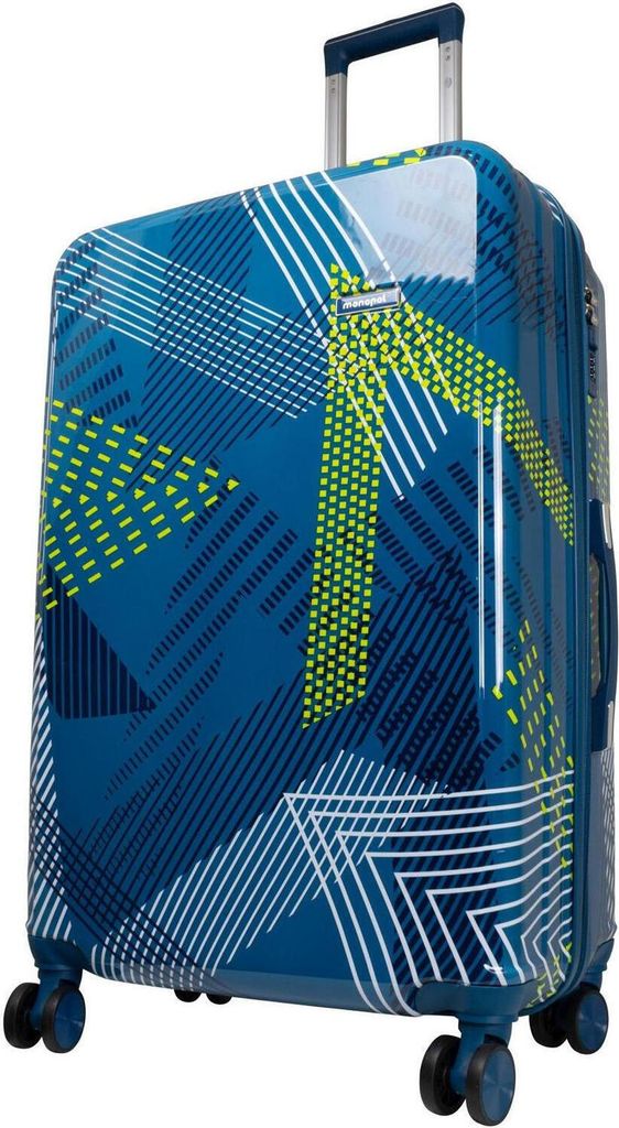 Hartschalen Trolley Koffer mit Dehnfalte - Varenna Blau mit gelben Akzenten Gr. XL