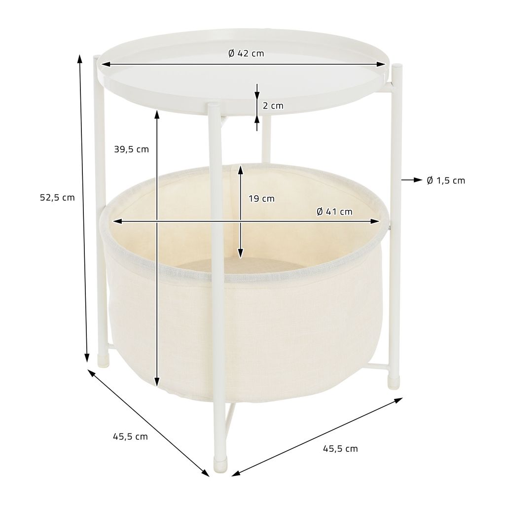 ML-Design Beistelltisch rund mit Stoffkorb & abnehmbarer Produktbild 6