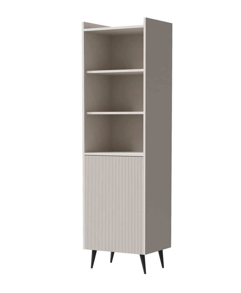 Albello Bücherregal Kommode Adenis – Modernes Regal mit Regalen für Wohnzimmer Kommode für Schlafzimmer, Beige Kaschmir und Schwarz 52 x 180 x...