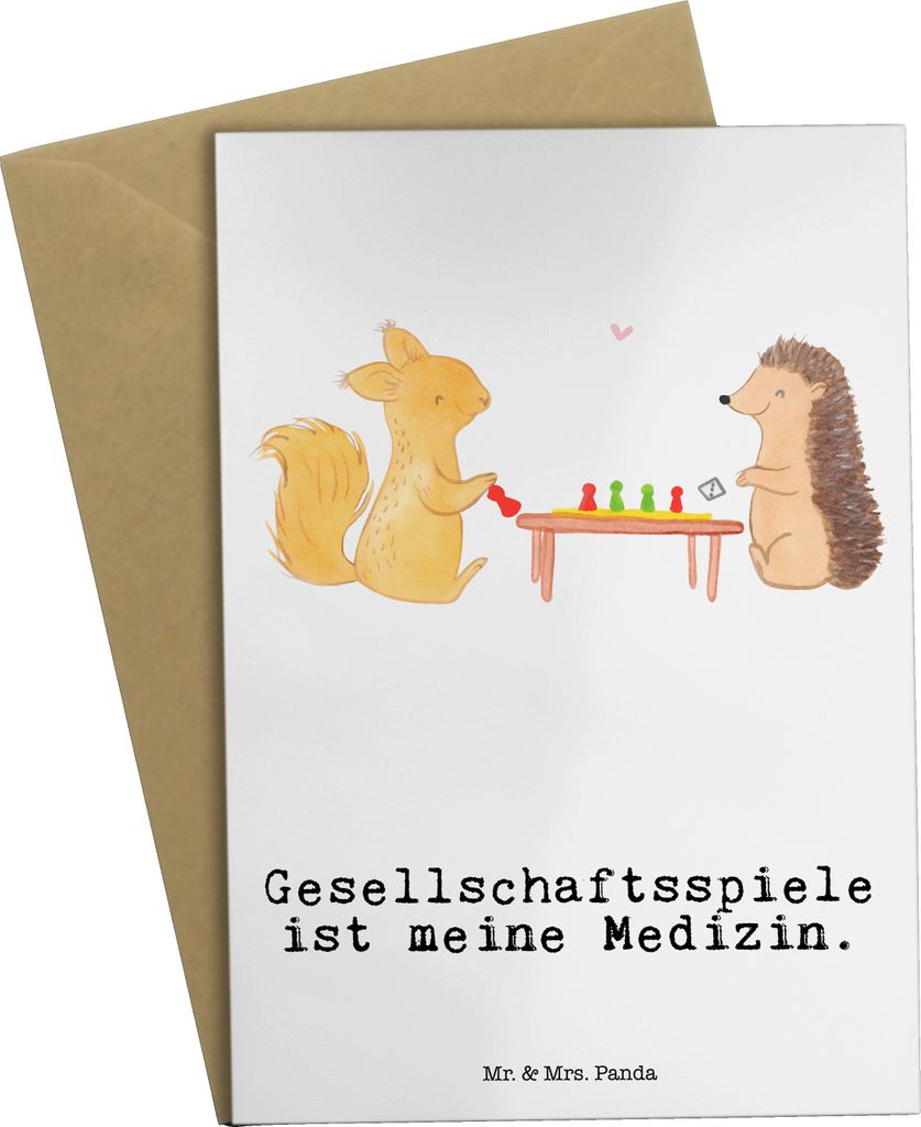 Mr. & Mrs. Panda Glückwunschkarte Eichhörnchen Gesellschaftsspiele - Weiß - Geschenk, Grußkarten, Spielen, einladungskarten, dankeskarten, weih...