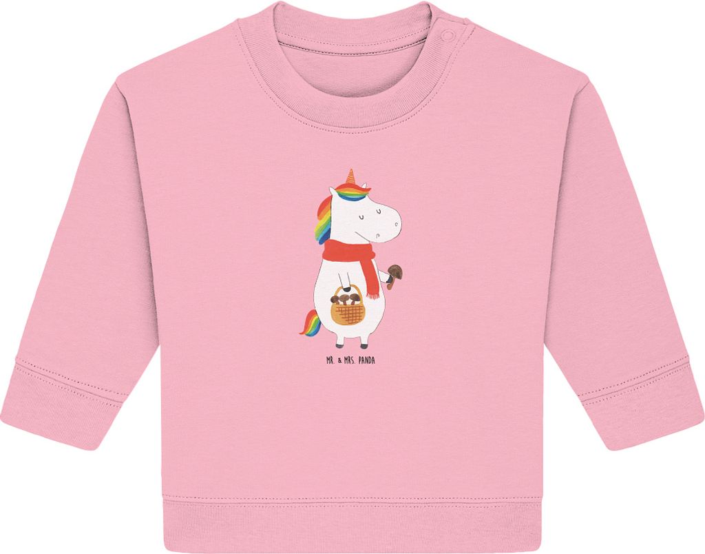 Mr. & Mrs. Panda Organic Baby Pullover Einhorn Pilz 24. - 36. Monat - Baumwolle Pink - Geschenk, Pilze, Einhörner, Unicorn, Motivation, Spruch, Bu...