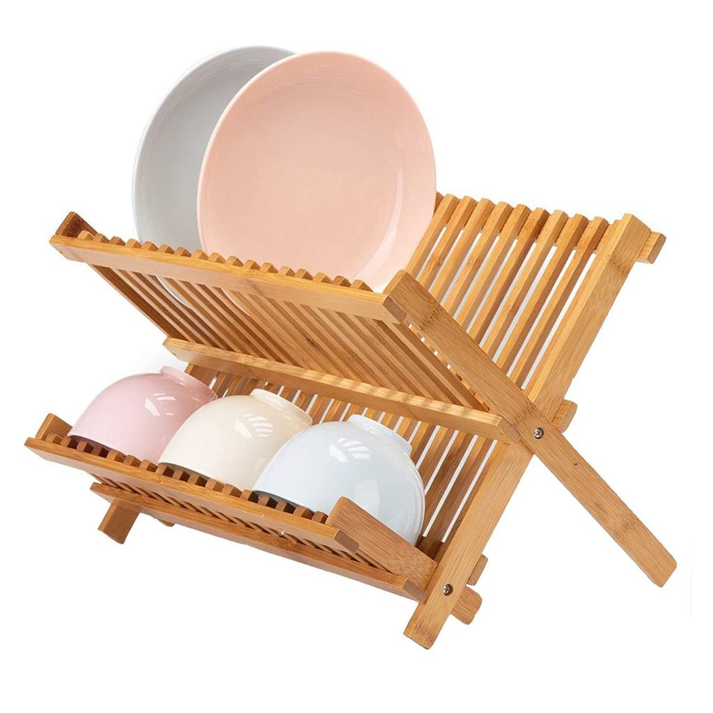 Présentoir d'assiettes en bambou pour la cuisine 42x35x26cm Image du produit 