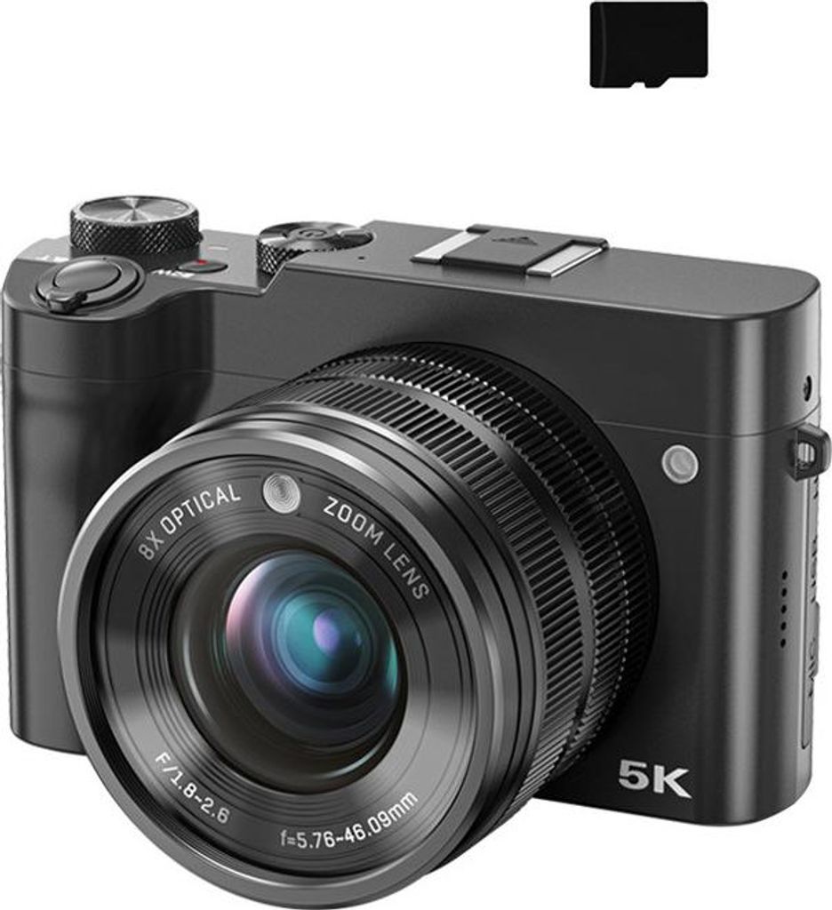 INF 64MP 5K Digitalkamera mit 8x optischem Zoom und 32GB TF-Karte Schwarz
