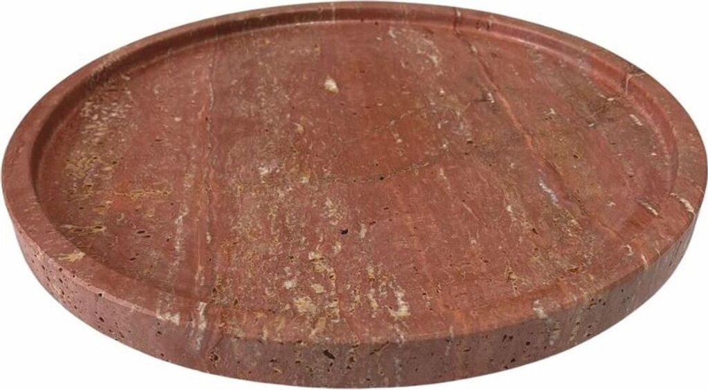Casa Padrino Luxus Travertin Serviertablett Rot Ø 40,5 cm - Gastronomie Accessoires
