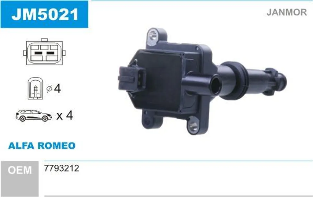 Bobina Accensione Twin Spark JANMOR JM5021 Alfa Romeo 145 156 GTV