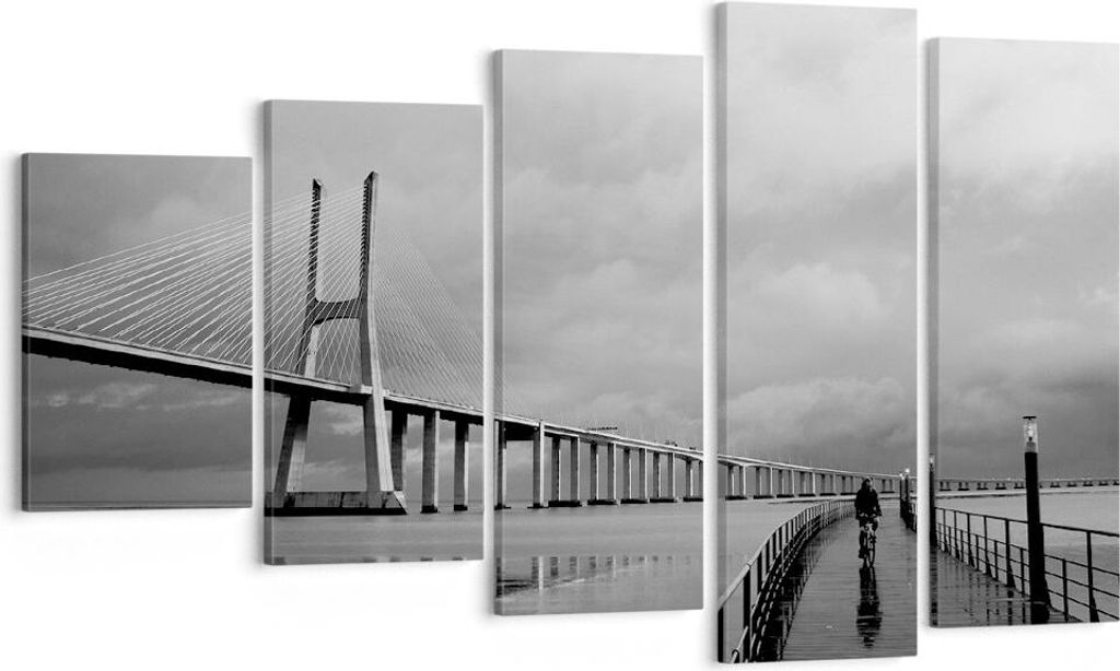 Bild auf Leinwand - Leinwandbild - Architektur fahrrad lissabon tourismus - 100x60cm - Wand Bild - Wanddeko - Leinwanddruck - Bilder - Kunstdruck -...