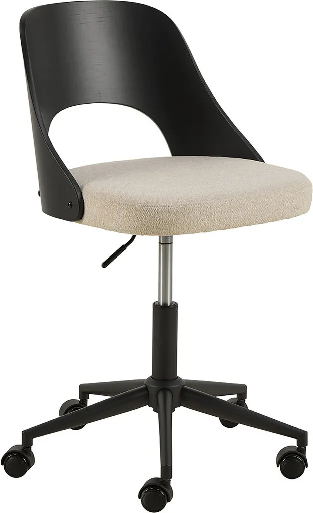 Chaise de Bureau Lucy Tissu Beige - Idéal Télétravail et Petit Espace