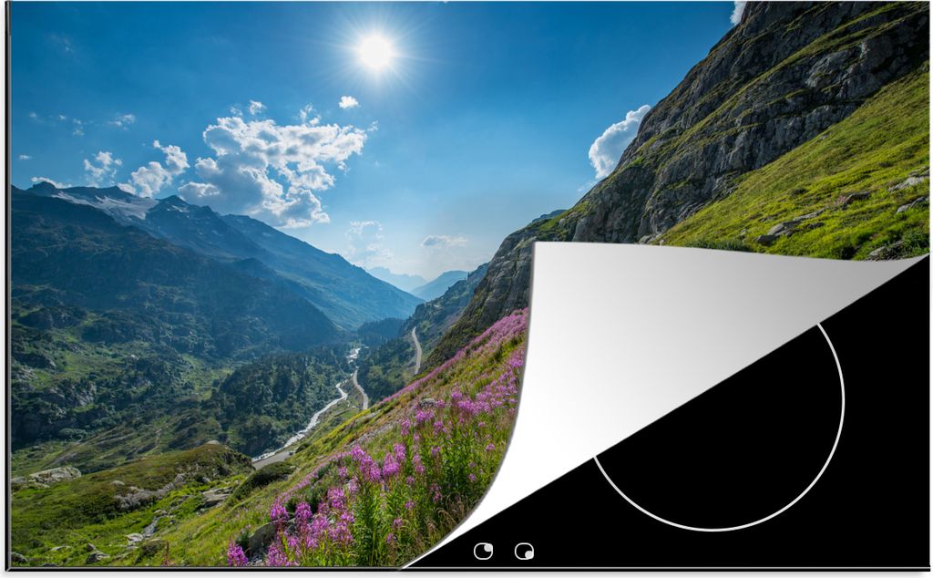KitchenYeah Herdabdeckplatte Schweiz - Alpen - Natur , 78x52cm, Küche Deko, Glaskeramikfeld Herdabdeckung, Abdeckplatte fùr Kochfeld