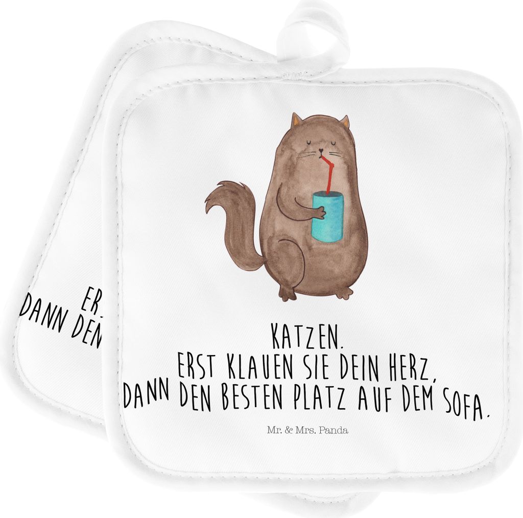Mr. & Mrs. Panda Topflappen Katze Dose - Weiß - Geschenk, topfhalter, Topfuntersetzer, Katzenfutter, Herz, Katzenmotiv, Doppel, Cats, Haustier, Se...