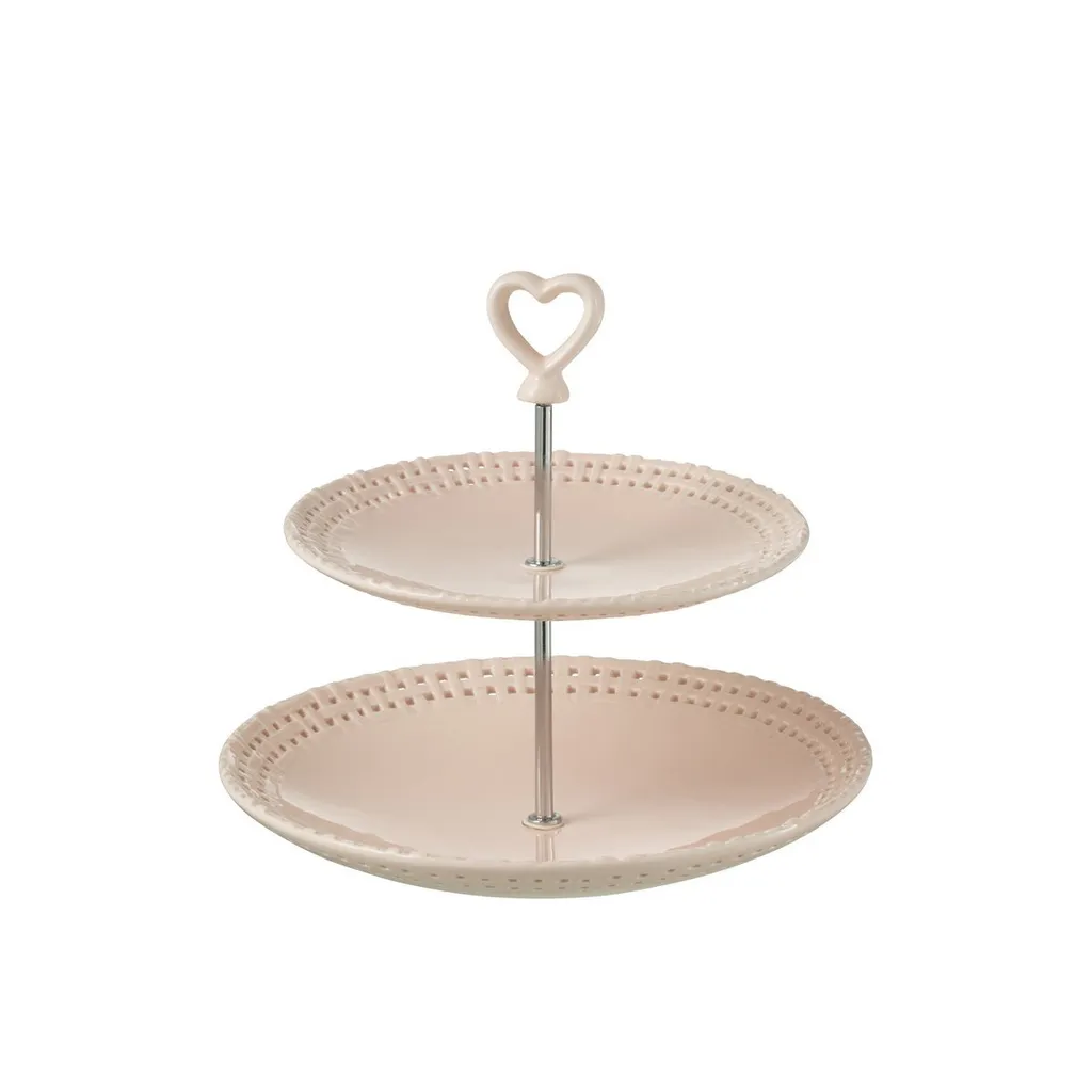 Plateau J-Line Rose en Céramique à 2 Niveaux - Design Moderne et Épuré
