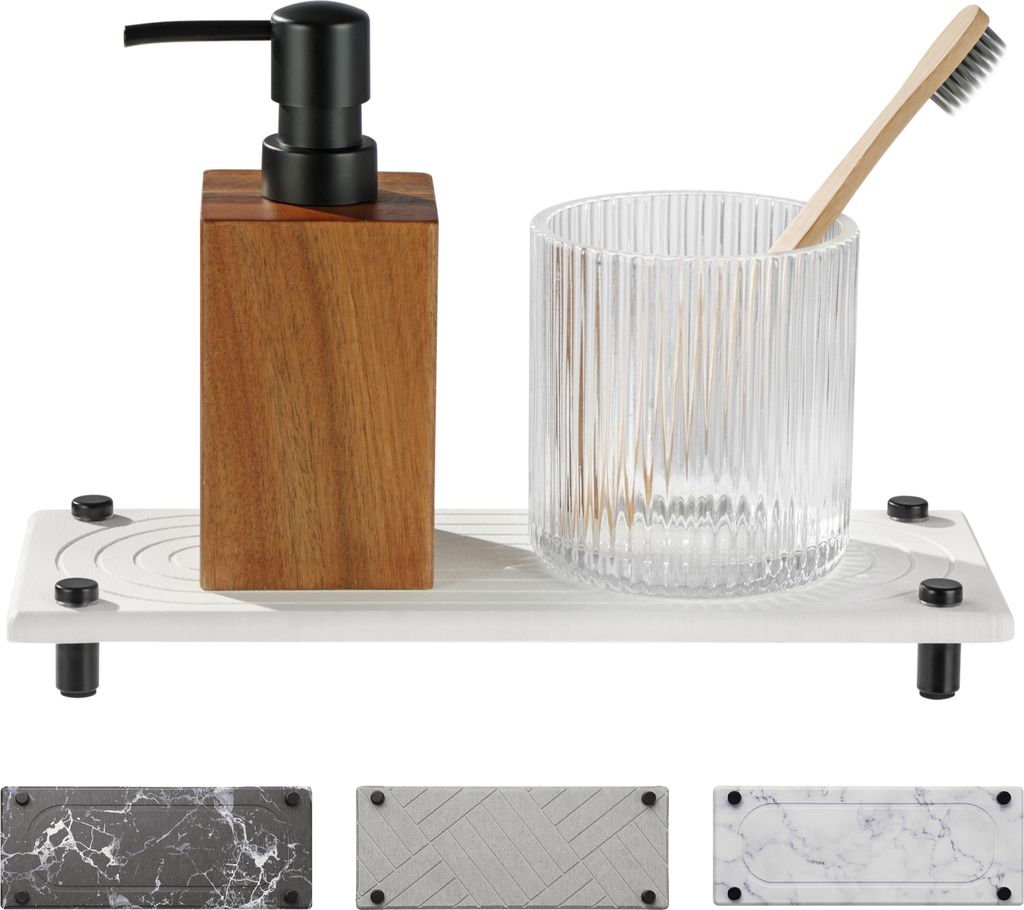 Navaris Ablage für Spülutensilien aus Kieselgur - Sink Organizer schnelltrocknend - Schwammhalter Küche Seifenablage Bad - Design Spülorganizer...