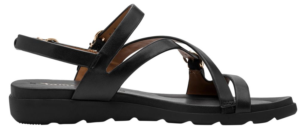 Tamaris Damen Sandale aus Leder mit gekreuzten Riemchen 1-28231-46, Größe:41 EU, Farbe:Schwarz