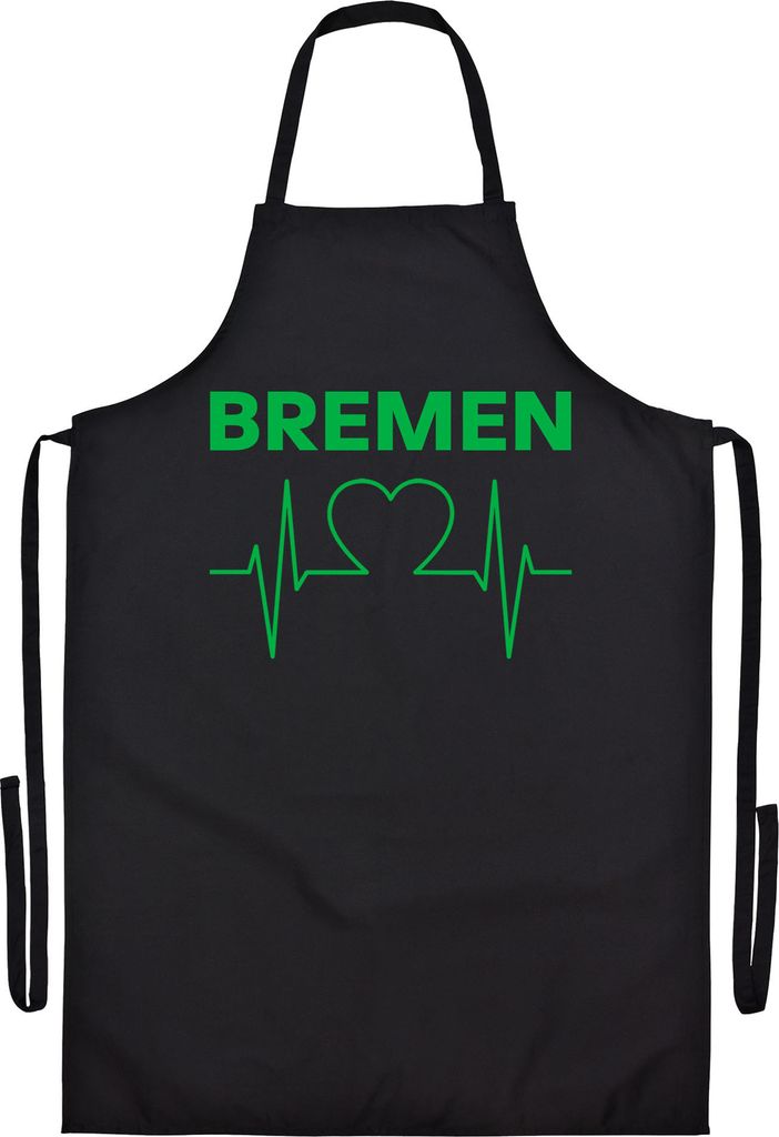 multifanshop Grillschürze - Bremen - Herzschlag, schwarz, Größe one size