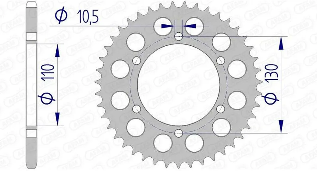 Couronne arrière AFAM en aluminium 17500520 pour kit chaîne de moto
