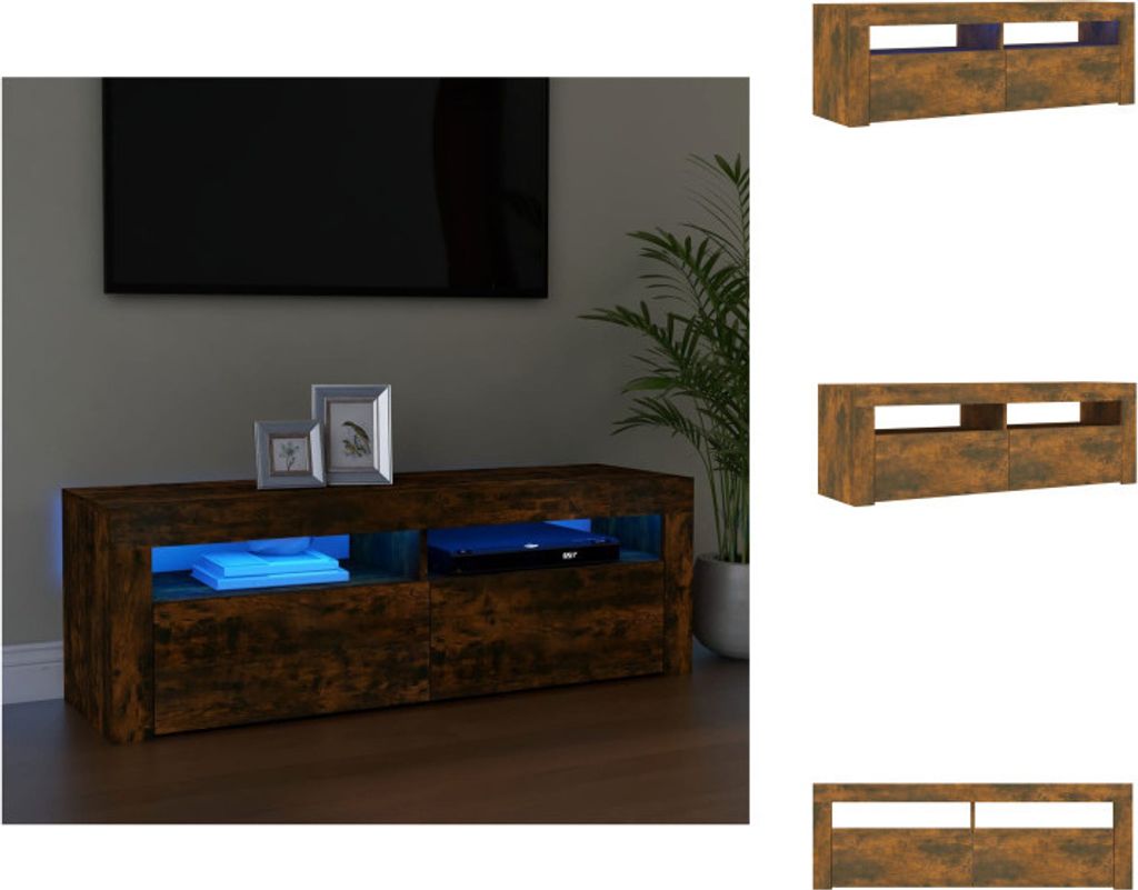 vidaXL TV-Schrank mit LED-Leuchten Räuchereiche 120x35x40 cm - TV-Möbel