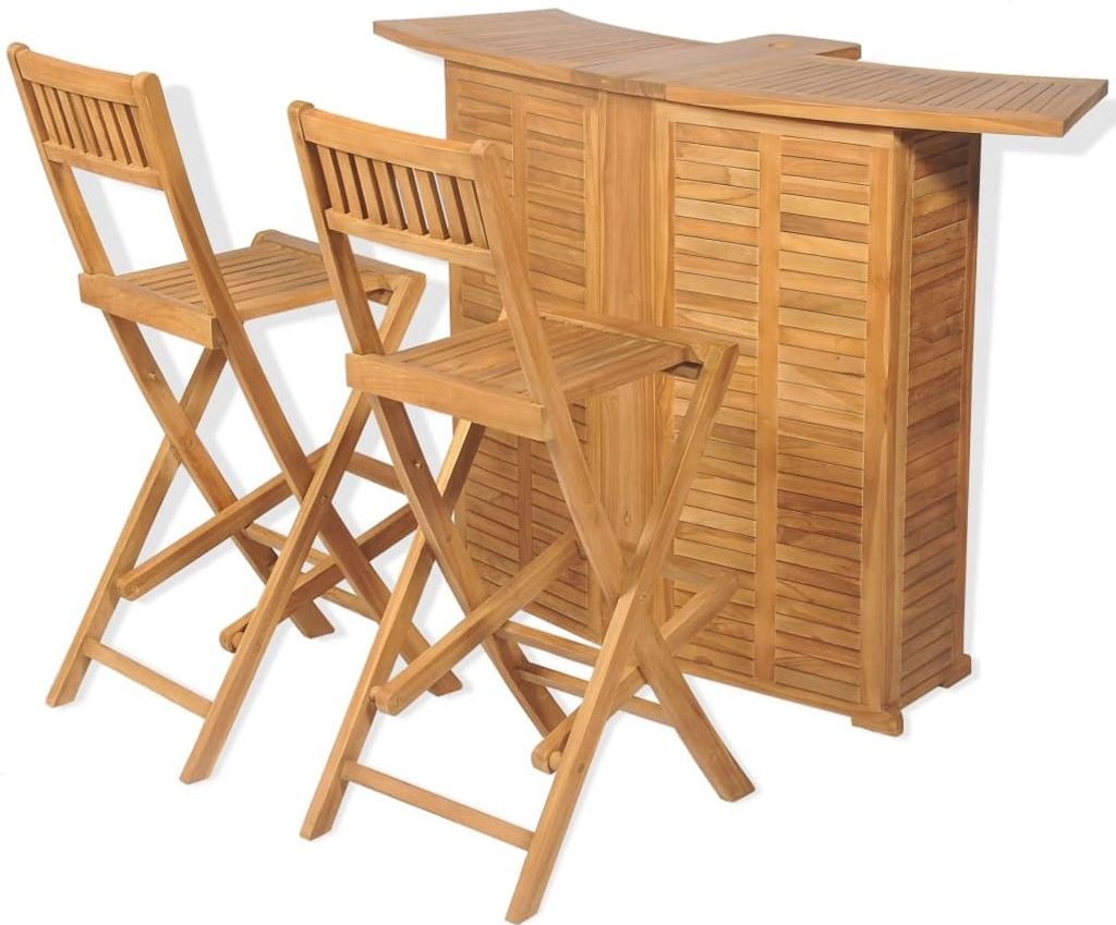 Maison Exclusive - 3-tlg. Bistro-Set mit Klappstühlen Massivholz Teak