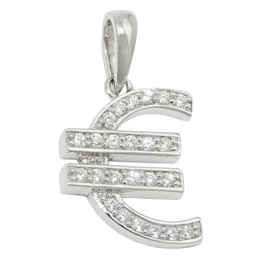 Anhänger 15x13mm Euro-Zeichen mit vielen Zirkonias Produktbild 