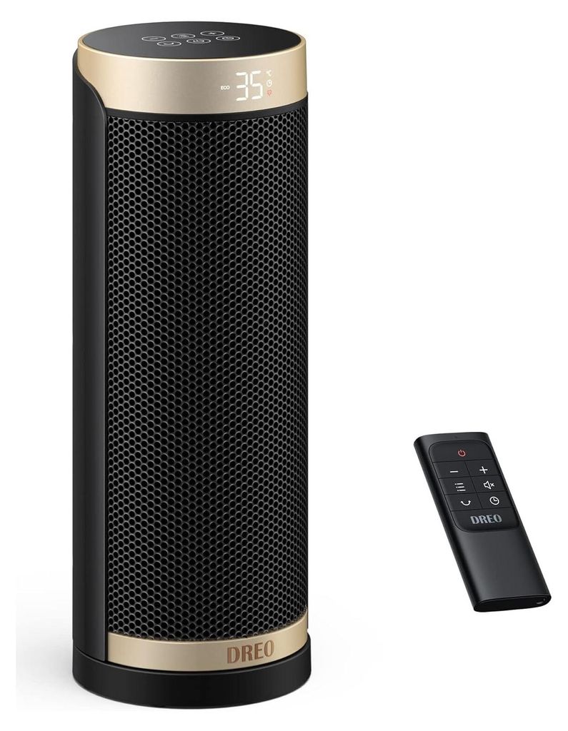 Energiesparende PTC Keramik Heizlüfter, Leise, 70° Oszillierend, Fernbedienung, 12-Std-Timer, 3 Modi, 3 Geschwindigkeiten, Überhitzungs-Kippschutz