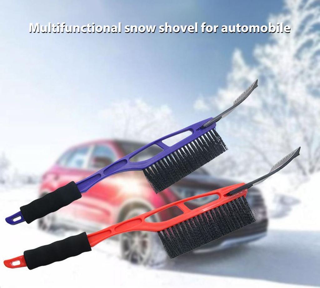 2-in-1-Schneebesen mit Rakel, Eiskratzer, Schaumstoffgriff, Frostschutzschaufel für Auto, LKW, SUV, MPV, Windschutzscheibenglas-Entferner