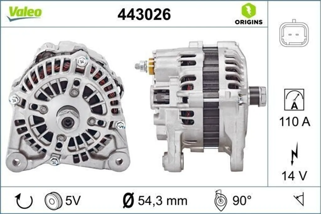 Fin des pannes de batterie avec l'alternateur Valeo 443026 Clio Kangoo