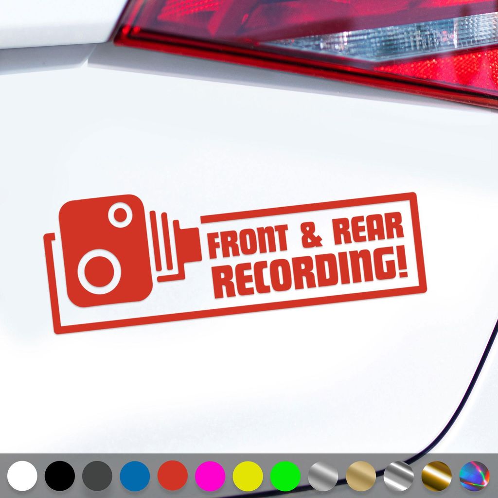 PantherPixel Dash Cam Aufkleber Videoufnahme Vorn Hinten Kamera Sticker Auto Geschenkidee Farbe Rot