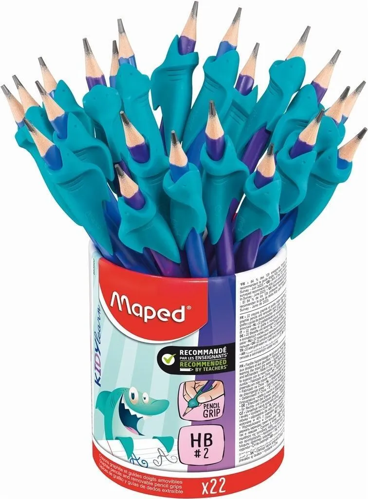 Crayon Graphite Maped avec Embout Gomme et Guide-doigts Ergonomique
