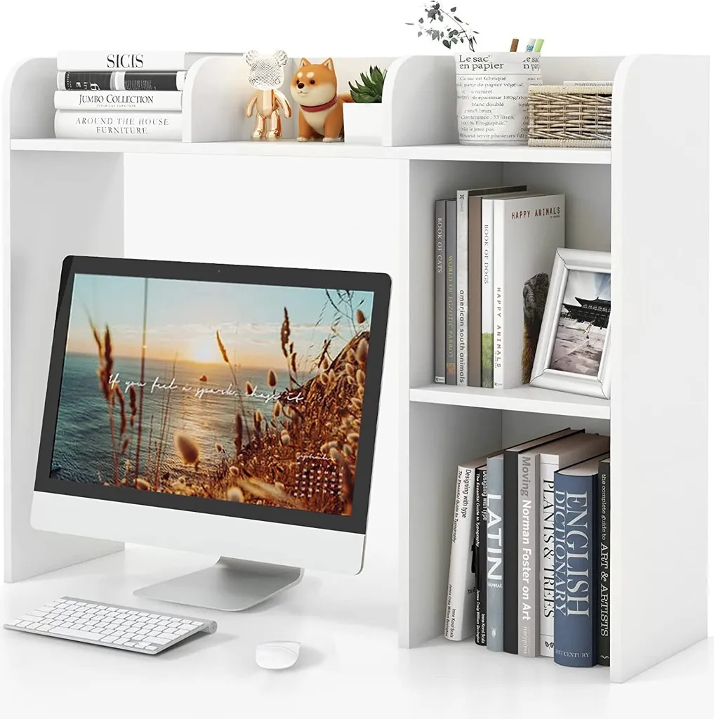 Scaffale Desktop COSTWAY 4 Ripiani - Ottimizzazione Workspace Office