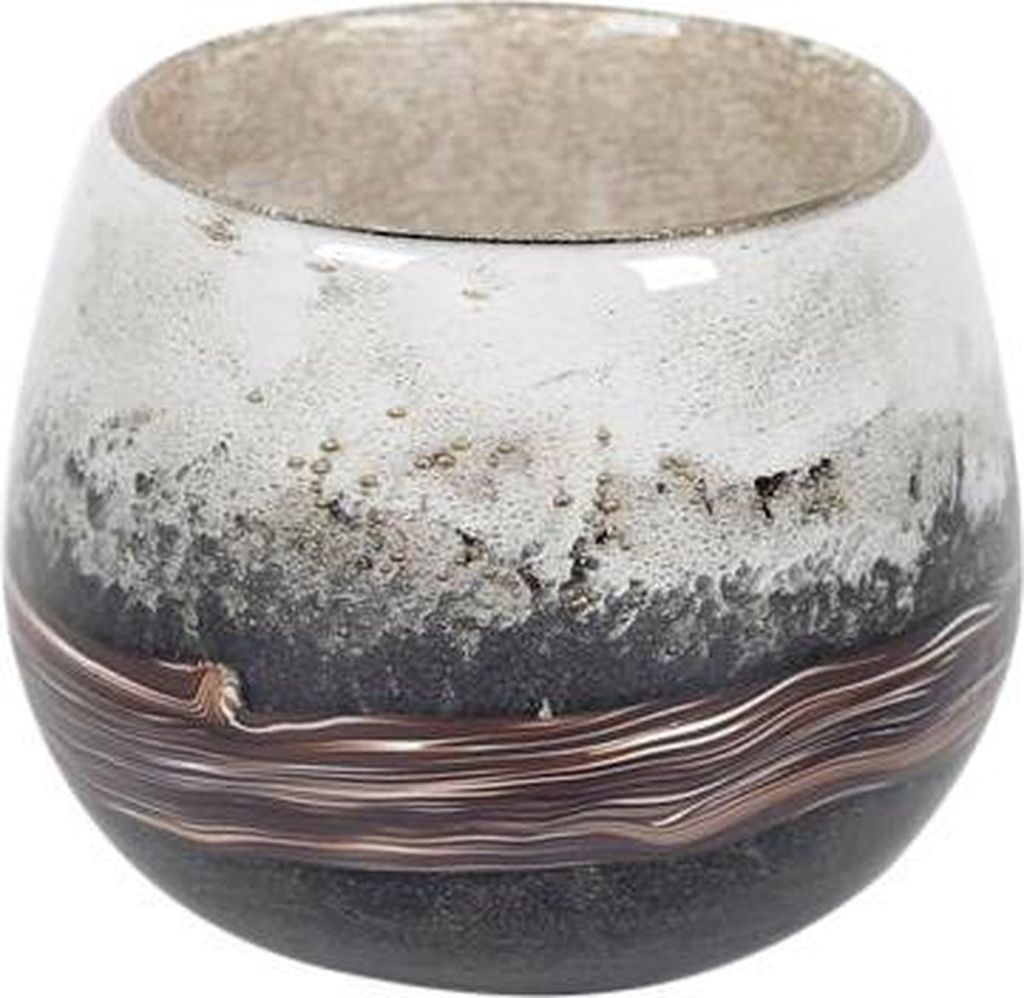 Rasteli Vase Glas Grau-Braun-meliert D 12 cm H 10 cm