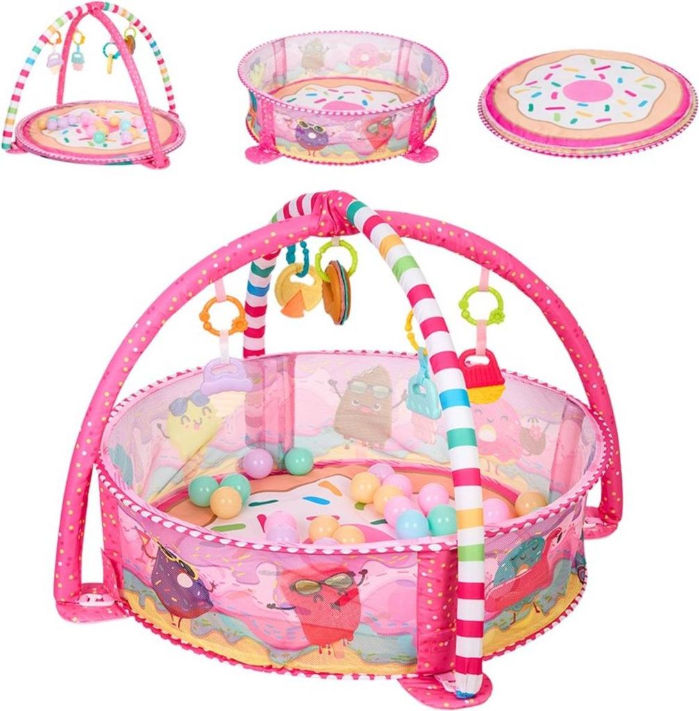 Kikka boo Spielbogen 30 Bälle Krabbeldecke Bällebad abnehmbare Spielzeuge rosa pink