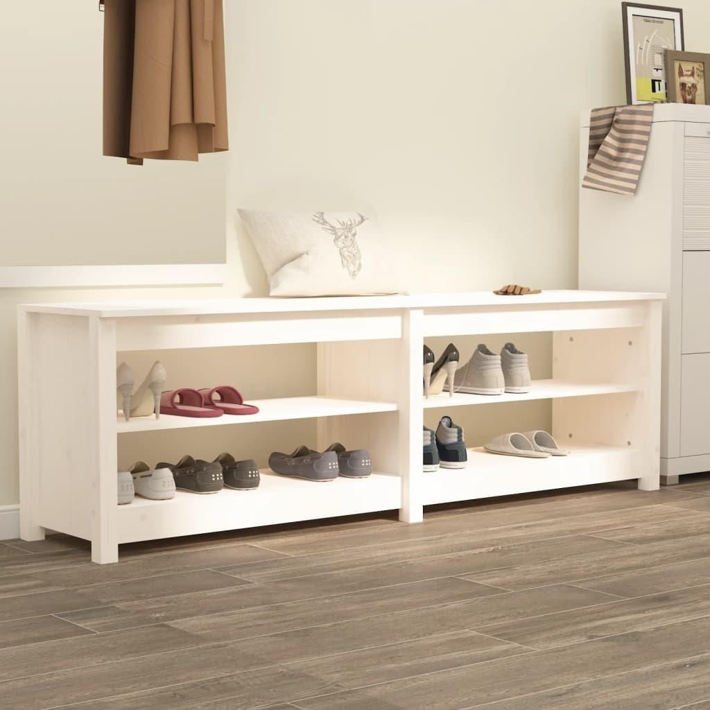 vidaXL Panca per scarpe bianca 160x36,5x50 cm in legno di Immagine del prodotto 