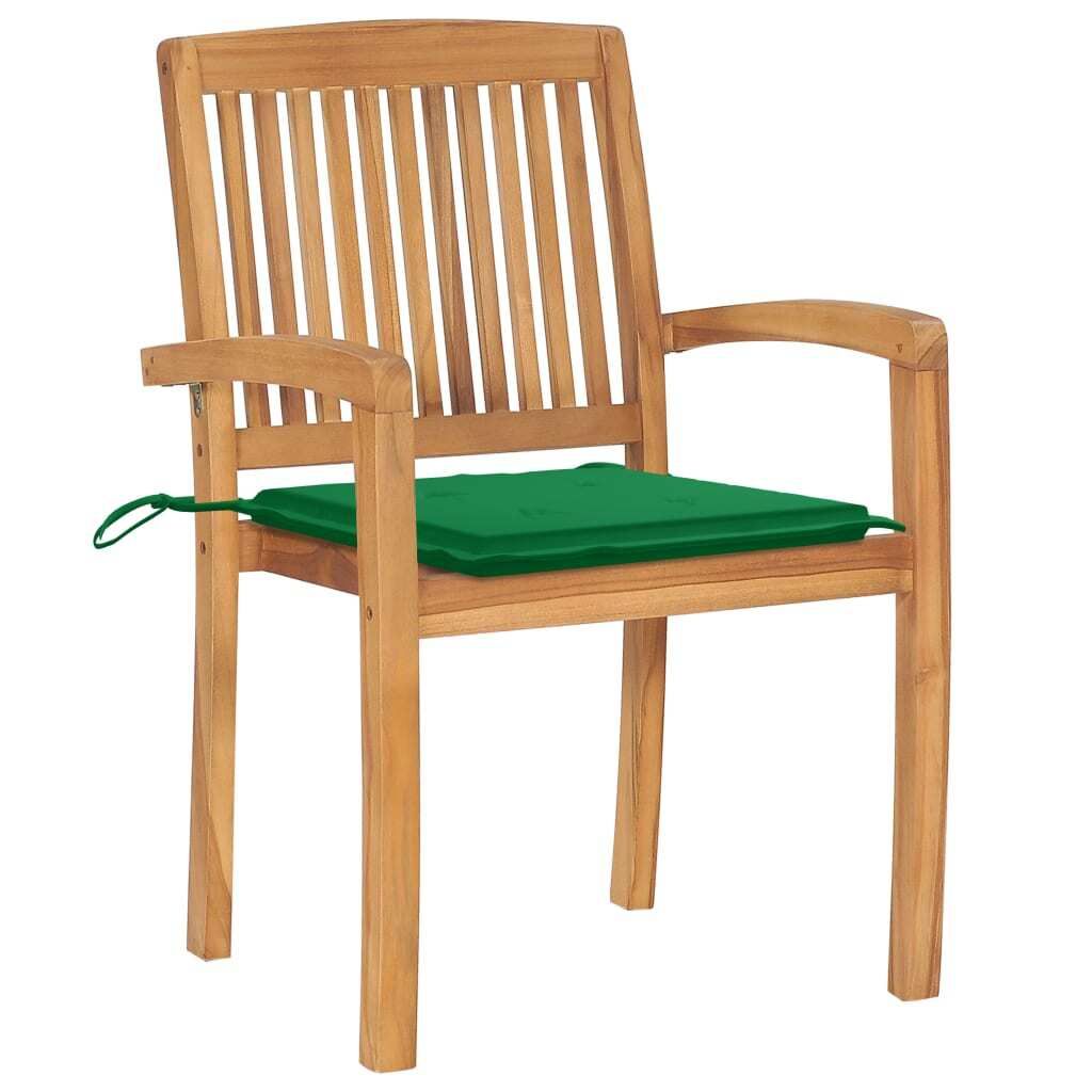 Möbel Gartenstühle - Gartenmöbel - Balkonstuhl 2er-set - multifunktional& Moderne - mit Grünen Kissen Massivholz Teak - Stühle für Garten, Ba...