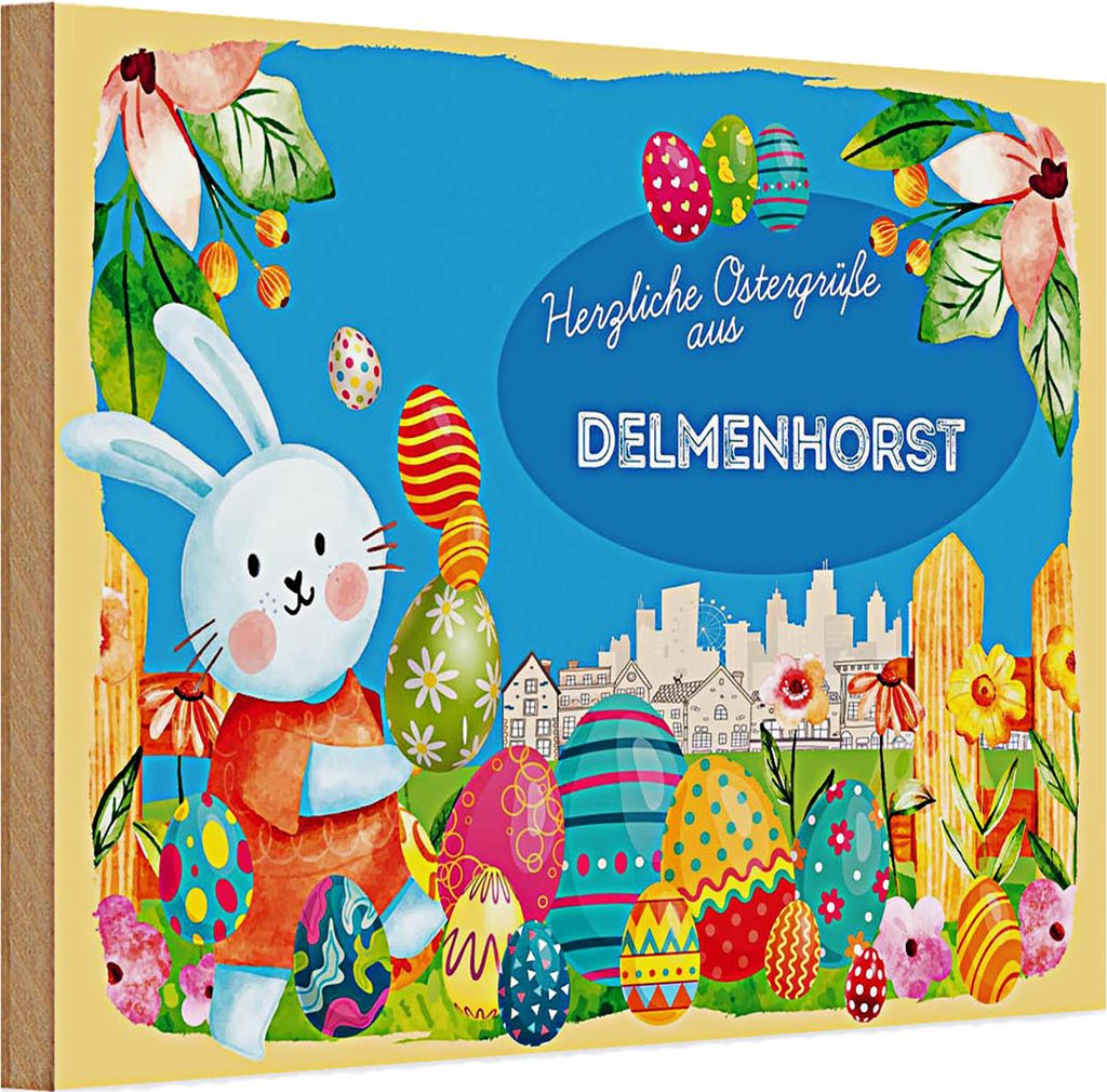 Holzschild Ostern Ostergrüße 30x20cm DELMENHORST