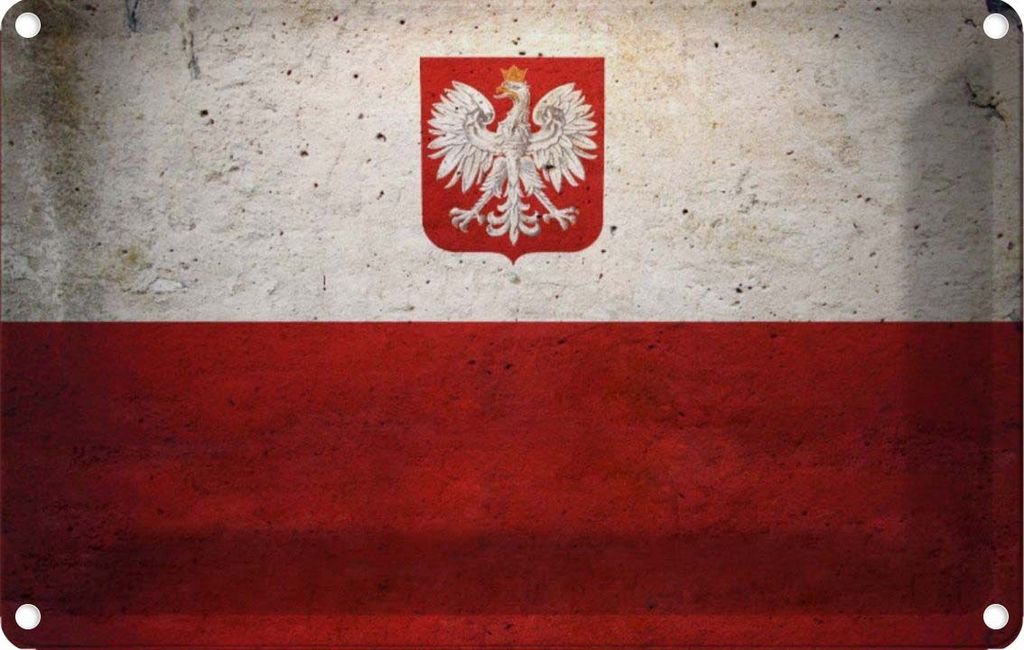 vianmo Blechschild 20x30 cm Polen Fahne Flagge Wappen