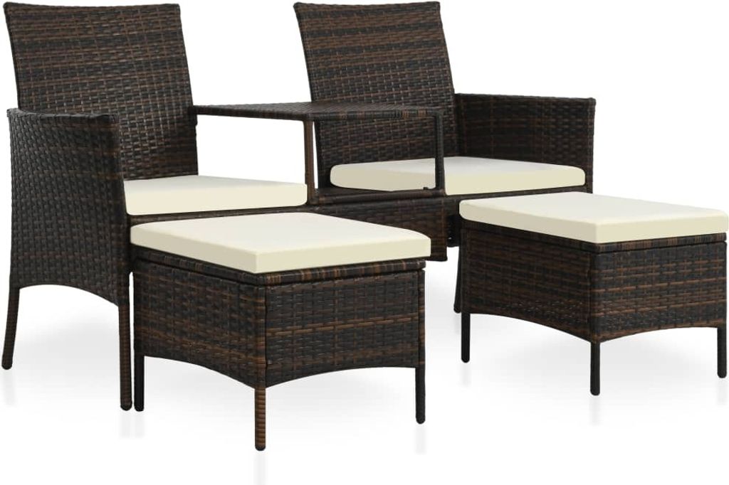 vidaXL Ensemble canapé de jardin 7 pièces poly rotin brun Image du produit 