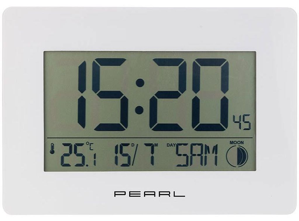 Horloge radio-pilotée avec température et date - Blanc Image du produit 