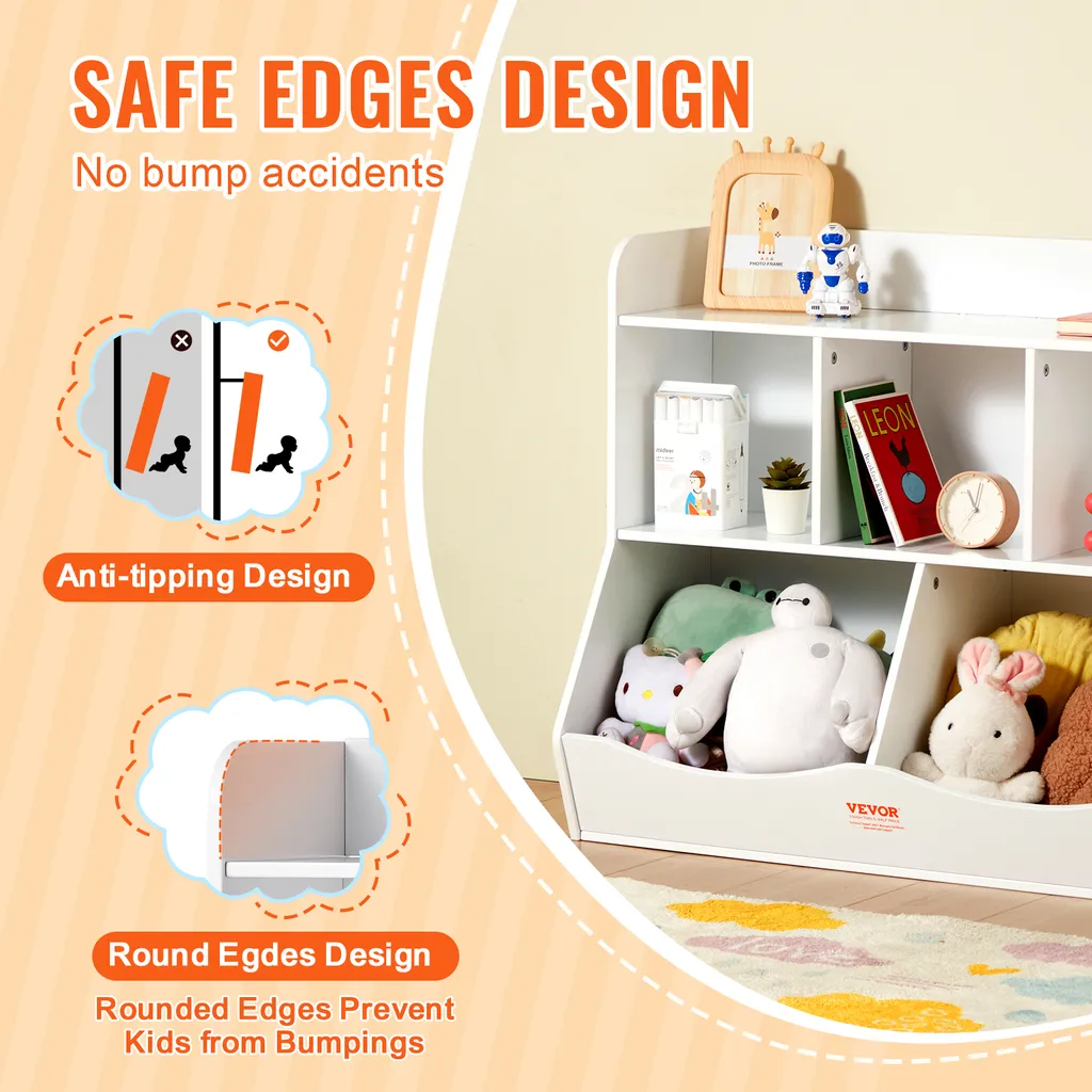 Meuble de Rangement pour Salle de Jeux Étagère Livres et Jouets Enfant
