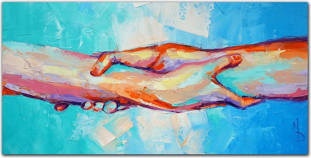 Coloray Bild aus Glas 140x70 glasblock mit bild gehärtetes Glas wohnzimmer Dekoration wanddekoration Küche - Hände