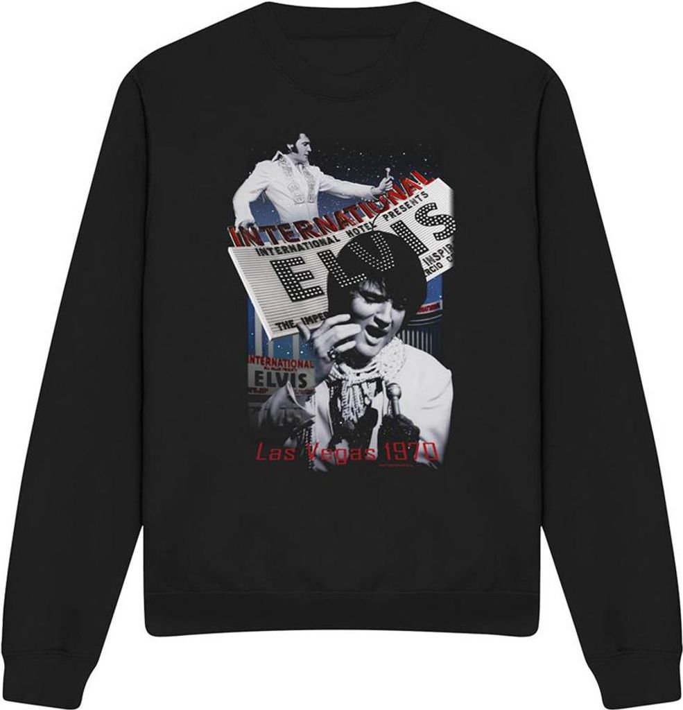 Elvis Presley - "International Hotel" Sweatshirt für Herren/Damen Uni TV32712 (XL) (Schwarz)